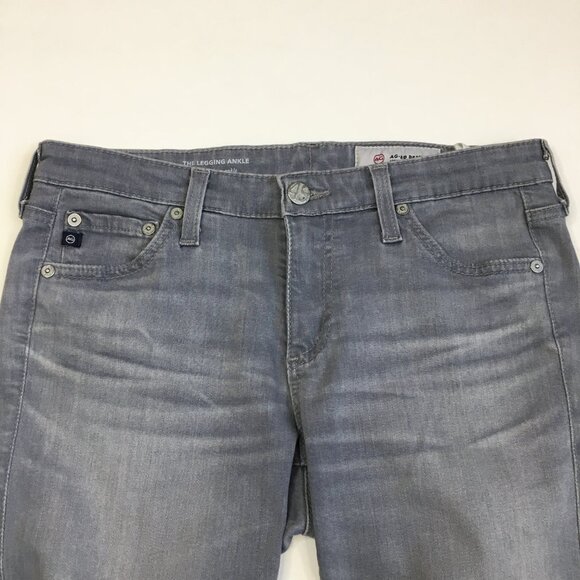 AG ADRIANO GOLDSCHMIED Gray The Legging Ankle Super Skinny Raw Slit Hem Jeans - Picture 5 of 15